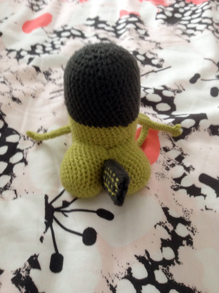 vue de dos du second prototype de threatbutt au crochet