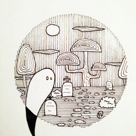 dessin Inktober 2019 fantôme cimetière