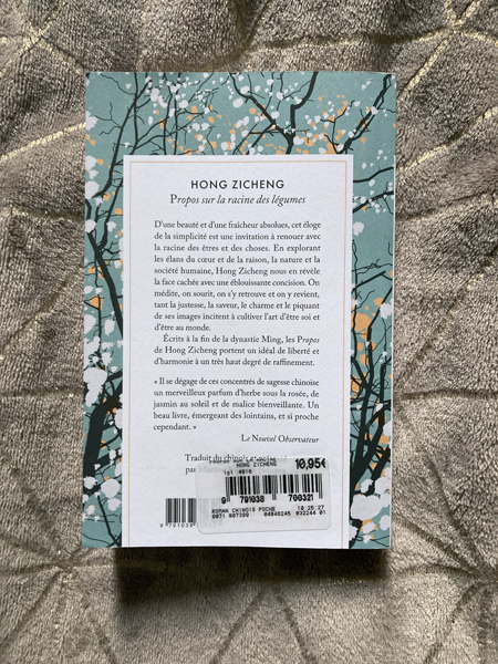 quatrième de couverture du livre Propos sur la racine des légumes de Hong Zicheng