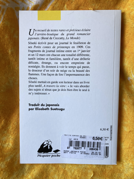 Quatrième de couverture du livre Petits contes de printemps de Sôseki